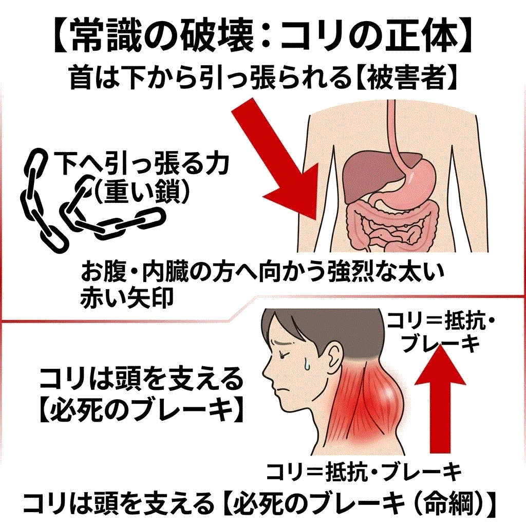 切りたいほどの首のつまりの正体は内臓下垂